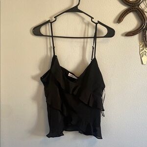 Black Ruffled Spaghetti Strap Top